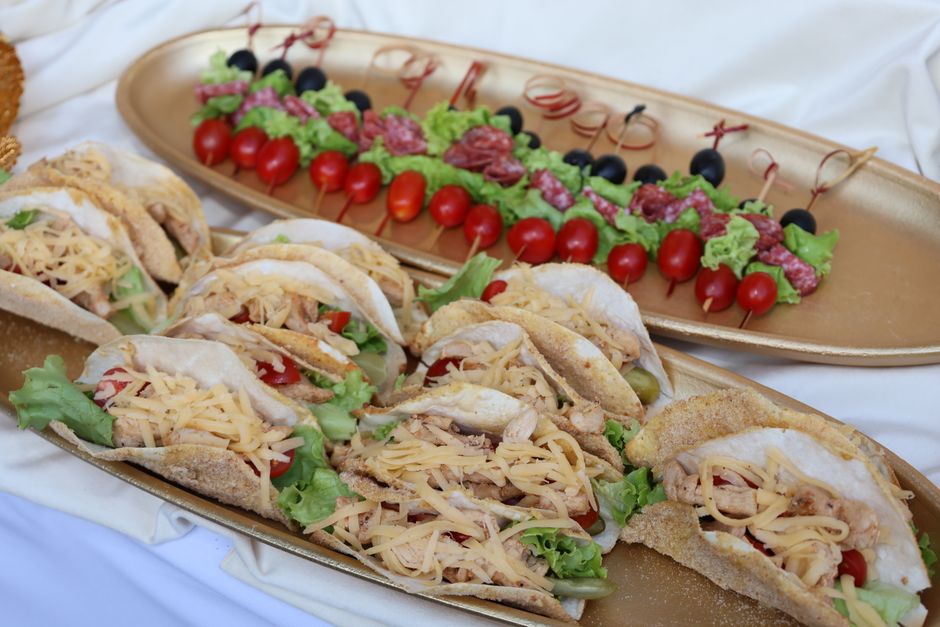 Taco catering spread at an event